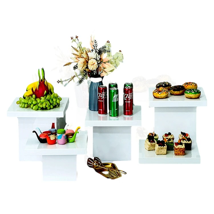 Factory Wholesale Stable White Acrylic Food Cubes Display Catering