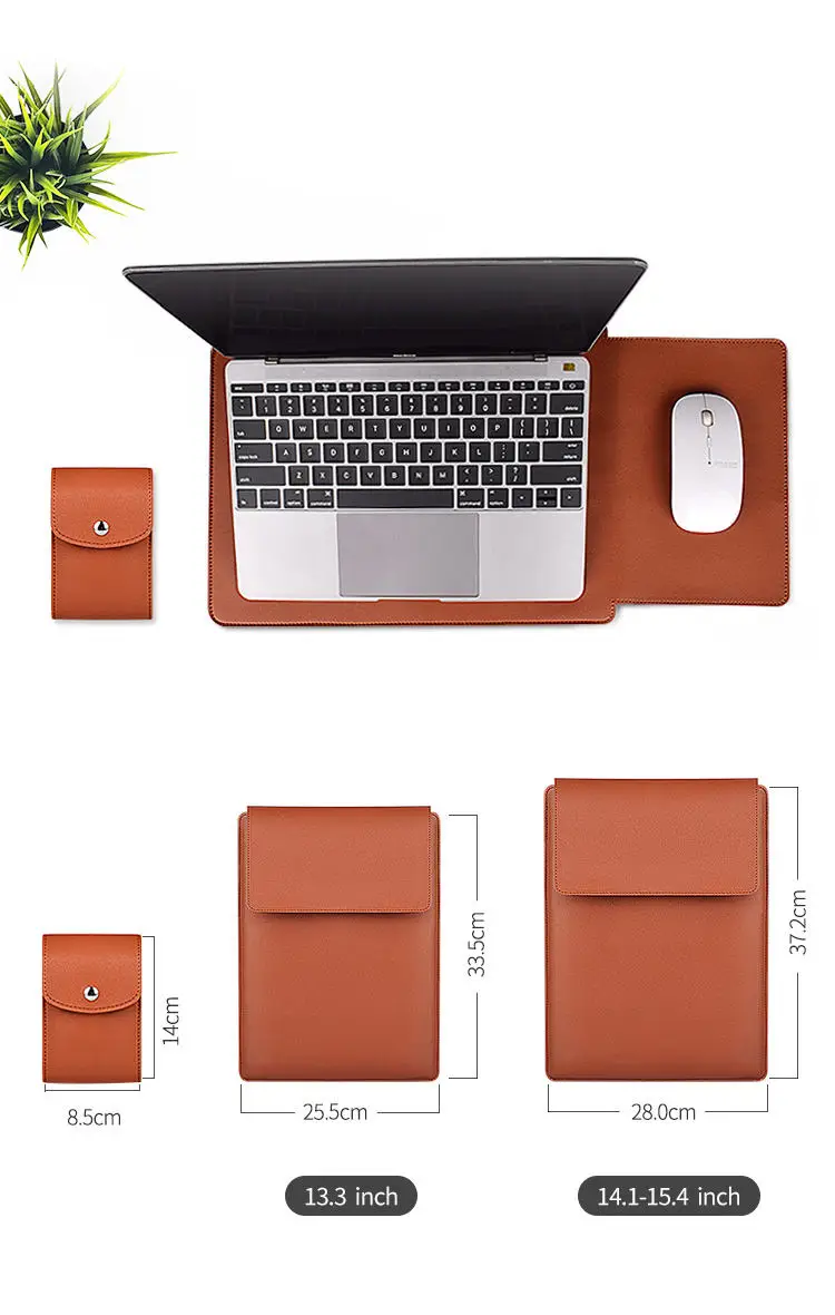 product waterproof pu leather laptop sleeve bag stand holder for business pc computer for macbook 13 14 15 inches laptop messenger bag-4