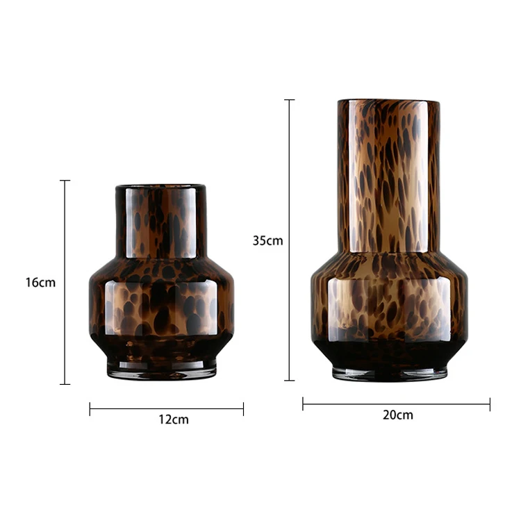 Stylish Handmade Leopard Print Glass Vase Home Tabletop Centerpiece