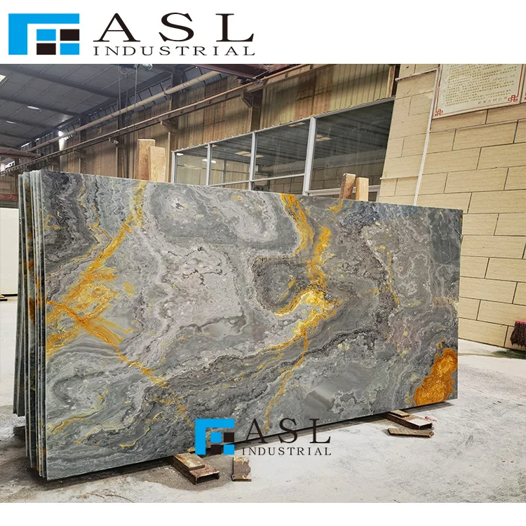 Highly polished blue onyx stone green tiles gold royal onyx panel onice marble kwartsiet floor blue ice onyx panel