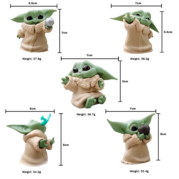 5 шт. пластиковые игрушечные фигурки мандалор ПВХ куклы экшн-игрушки мини-малыш йода малыш подарок Модель игрушка Аниме