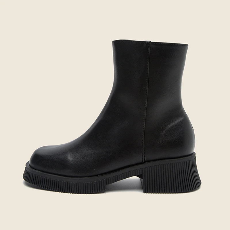 2022 Nuevo Romano Botas Del Tobillo De La Plataforma De Las Mujeres Del  Dedo Del Pie Redondo De La Calle Estilo Zapatos De Las Señoras Hecho A Mano  Negro Zapatos Tamaño 35-40 -