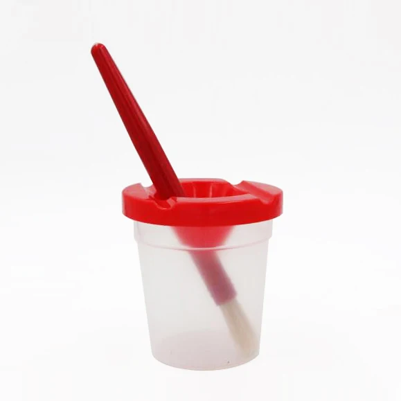 Set of 10 Spill Proof Paint Cups and Paint Brushes Kit for Kids