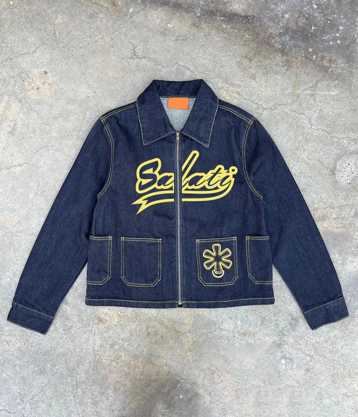 Salati Custom Hip Hop Streetwear Embroidery Oversized Zip up Distressed Oversized Coats Men Jeans Jacket Denim Jacket With Logo gallery 5