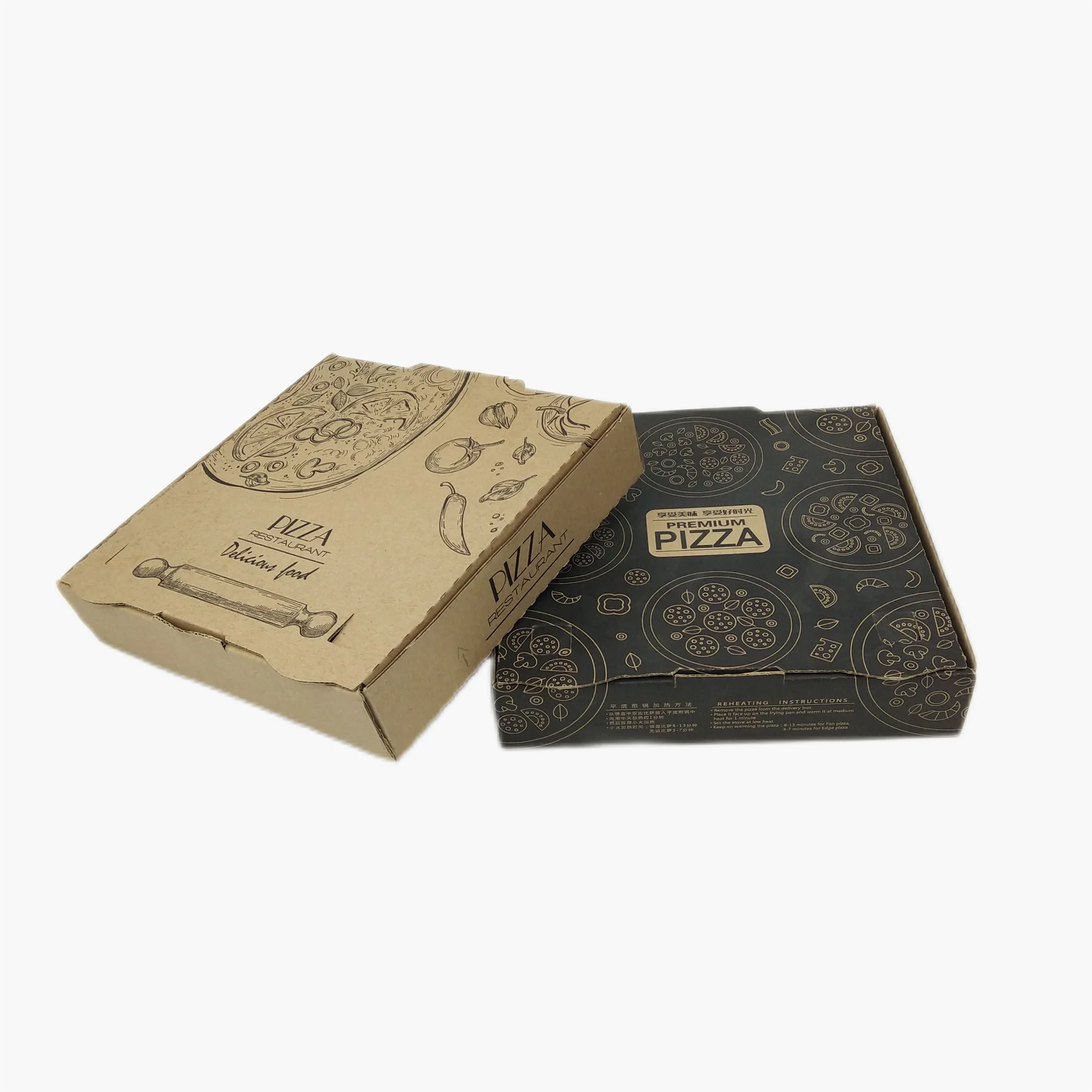 Portable Custom Printed Pizza Corrugated Paper Box with Handle