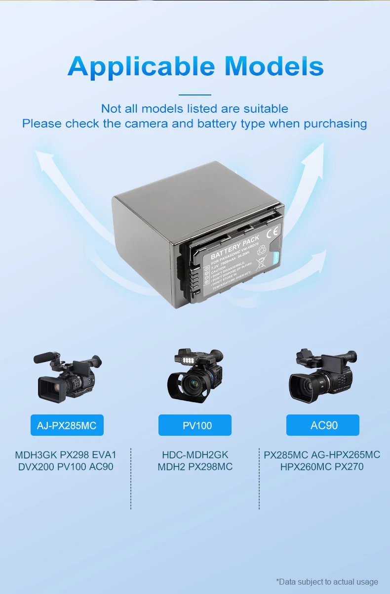 7800mAh VW-VBD78 VW VBD78 AG-VBR89 Battery with LED Indicator for AJ-HPX260MC HPX265MC PX270 PX285MC PX298 HC-X1000 Cameras supplier