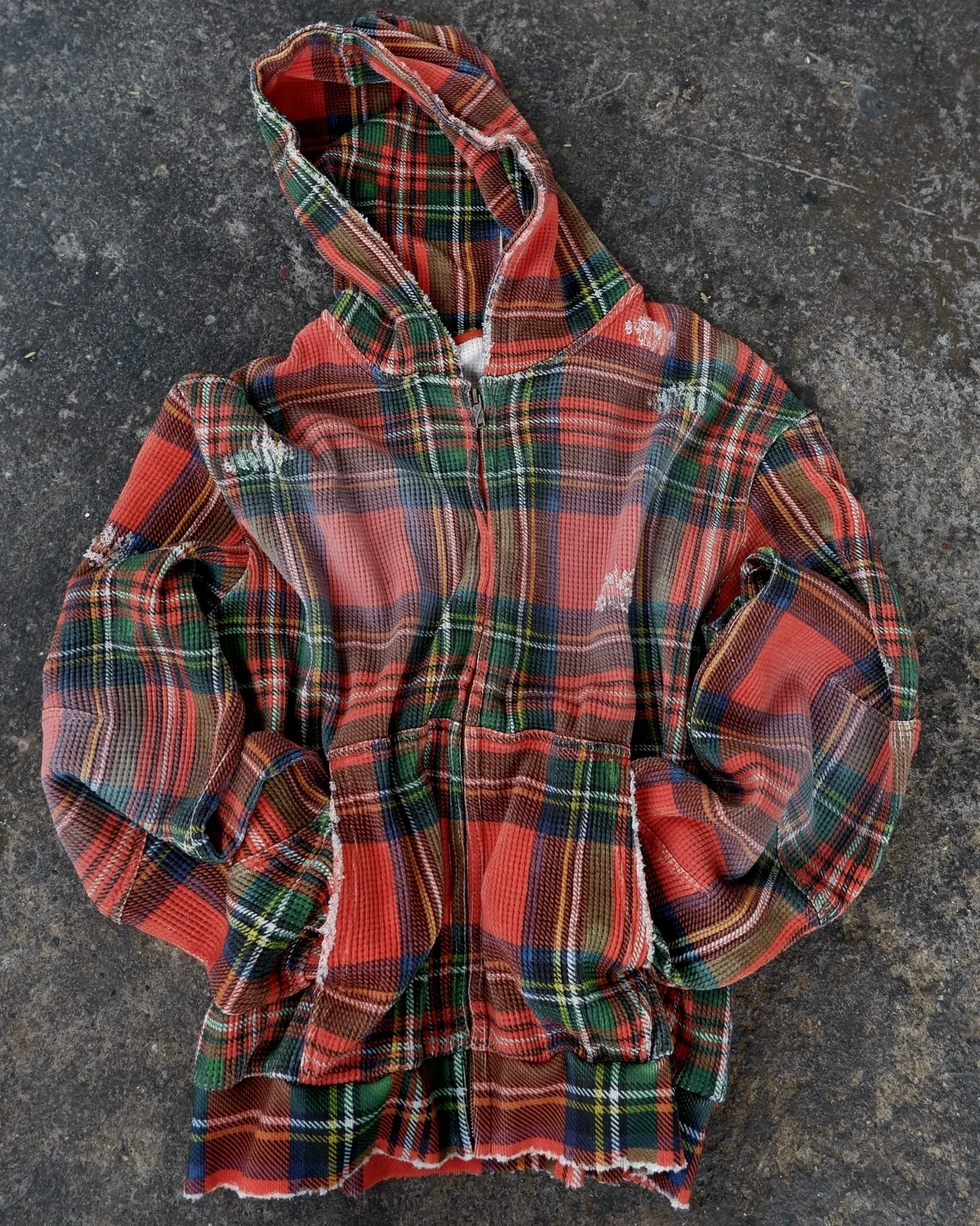 Salati Hudi Adult Winter Sweatshirt Good Quality Baggy Waffle Knit Flannel Hoodie Distressed Acid Wash Sun Faded Zip Boxy Print gallery 3