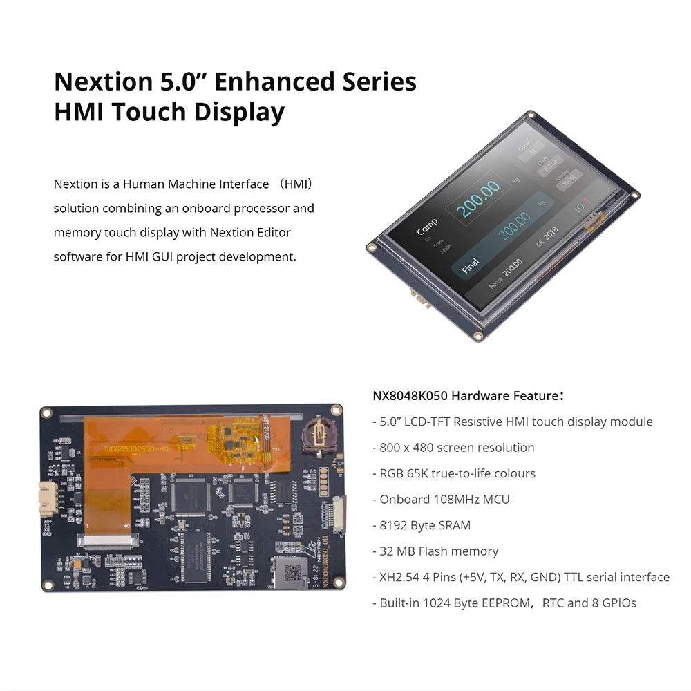 NX8048K050 NEXTION - 5.0 ''akıllı HMI ekran TFT LCD