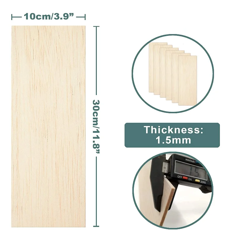 10 Pieces Balsa Wood Sheets Wood Plywood Hobby Wood Board For Diy Crafts  Wooden Model (150 X 150 X 1.5 Mm)