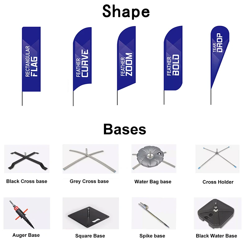 High Quality Heat Transfer Polyester 3m Flag Pole Cheap Price Advertising Beach Flag with Base