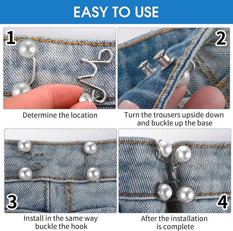 YN Make Tighter Button Adjuster for Pants Jeans Skirt Sleeves Jean Button Pins No Sewing Pants Clips Waist Buckle Set