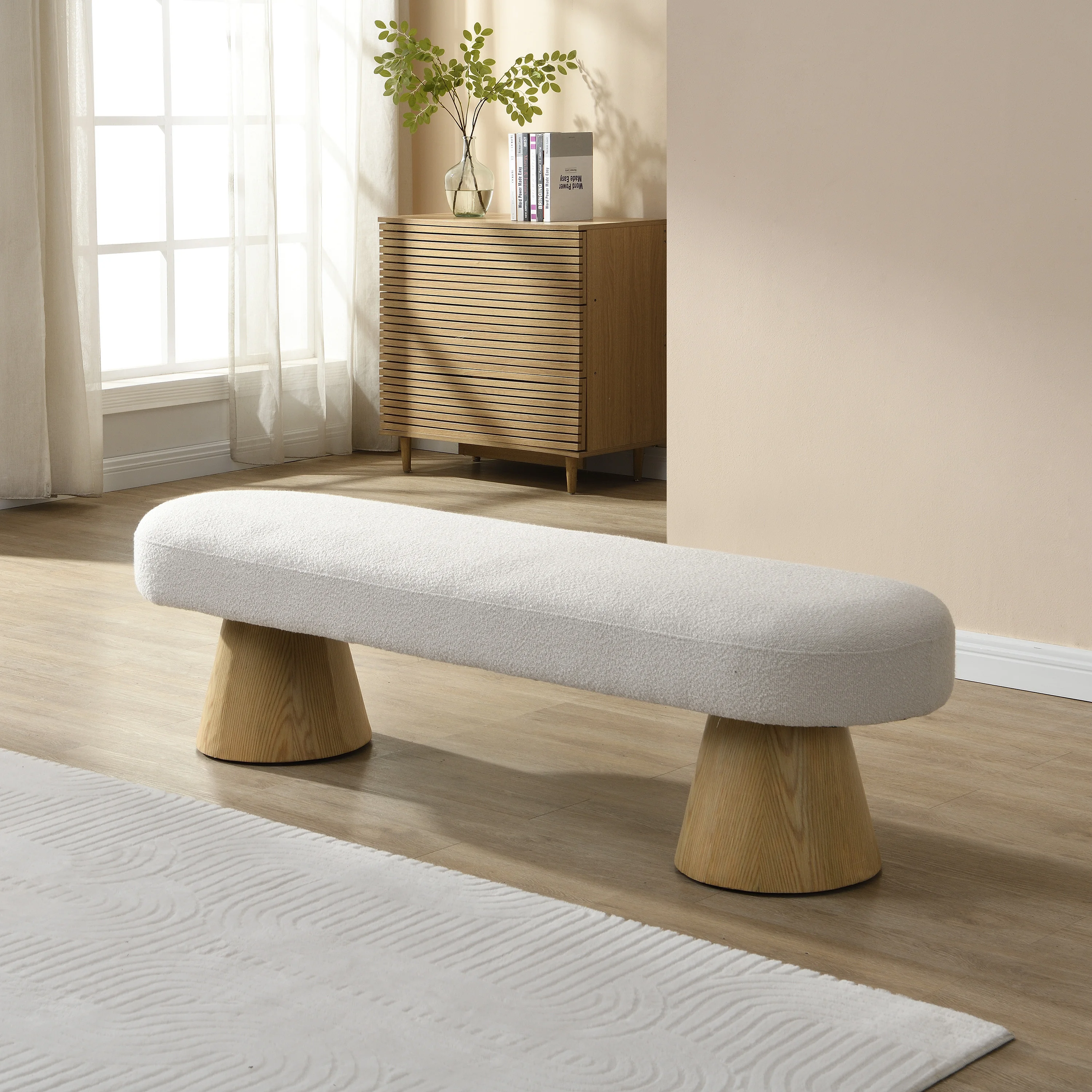 Elvarenae Orienne Bouclé Pedestal Bench — product detail