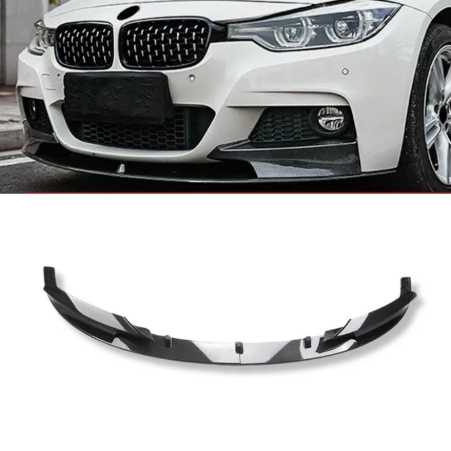 TIYPEOR Front Bumper Splitter for BMW F30 3 Series M Sport 2012 - 2018 Front Lip Splitter Carbon Fiber Look