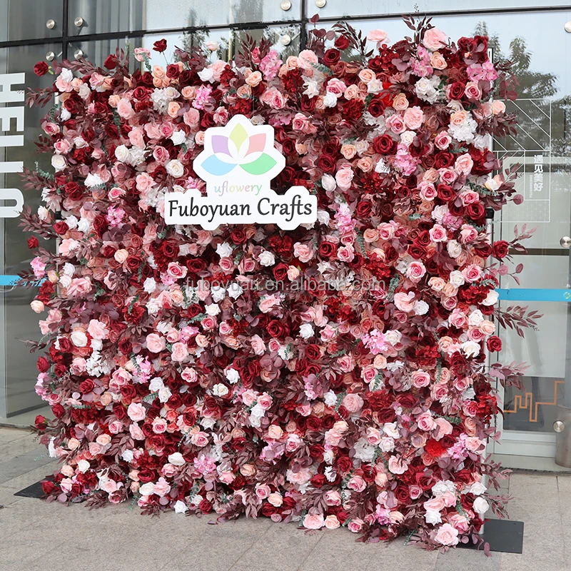 F171 Hochzeit Home Decor Blumen Hintergrund Matte Rosa Rote Seide Blume Wand  Hintergrund Panel 3D Roll Up Knstliche Blume Wand der Rose| Alibaba.com