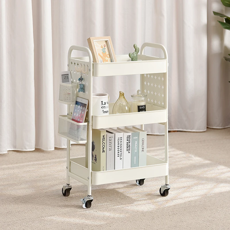OEM & ODM 3 Tier Utility Rolling Cart DIY Pegboard Kitchen Organizer Storage Rack Trolley With Handle