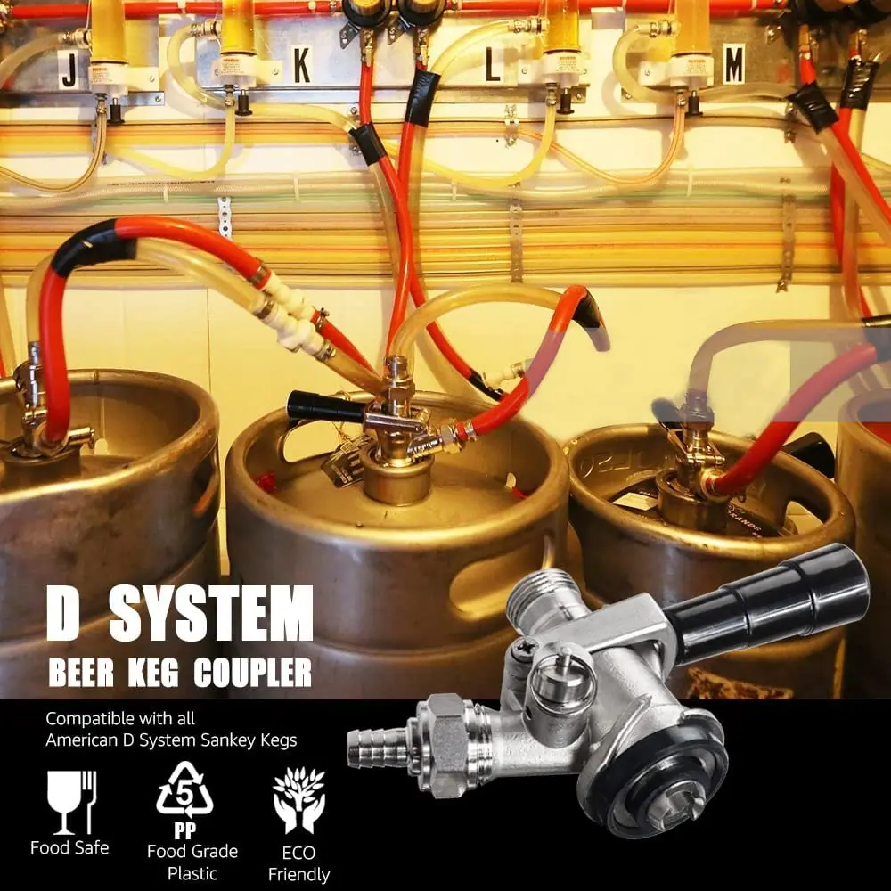 New Arrivals D Type Beer Keg Coupler All 304 Stainless Steel Keg Tap Coupler Beer Dispensing