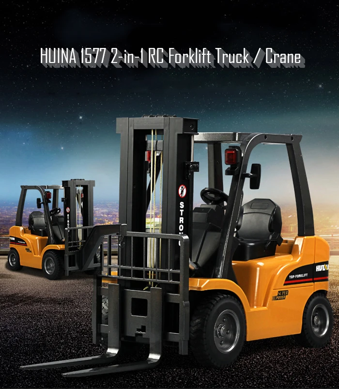 HUINA 1577 1/10 8CH RCフォークリフトトラック クレーン玩具 ゴールド