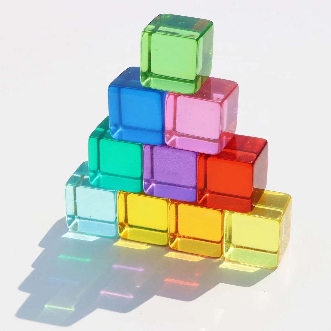 Neon Acrylic Cubes Blocks Smooth Appearance Baby Learn Color Light Shadow Stacking Toys Building Blocks Bright Clear Block