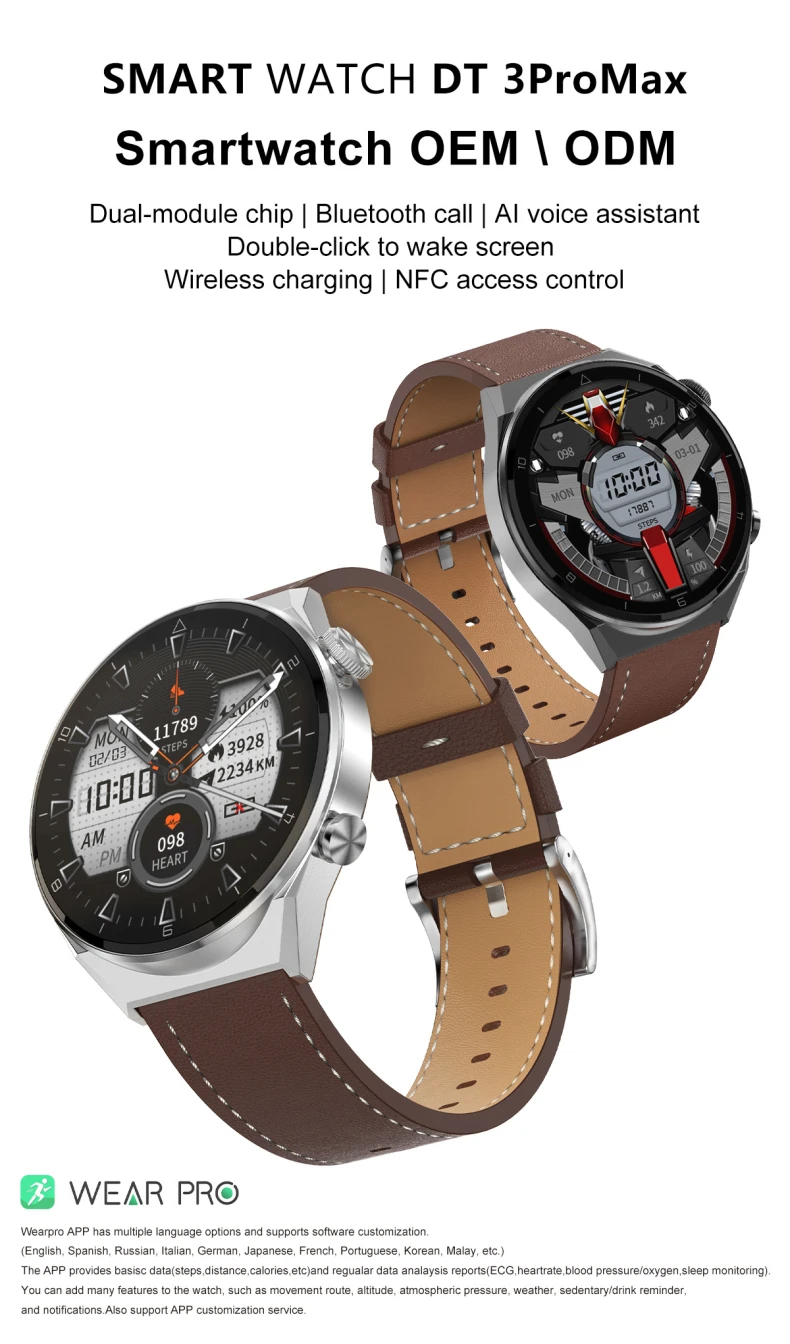 DT3 Pro Max Men Smart Watch 1.45 Inch Big Round Screen 412*412 NFC BT Call Heart Rate ECG Smart Watch Wireless Charging Smartwatch (1).jpg