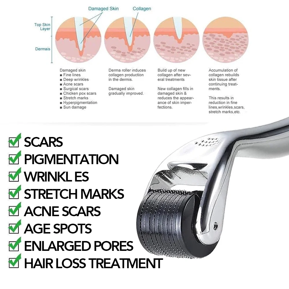 Micro Needle Derma Roller System Multipurpose Scalp Needle Hair Growth Roller Beard Regrowth