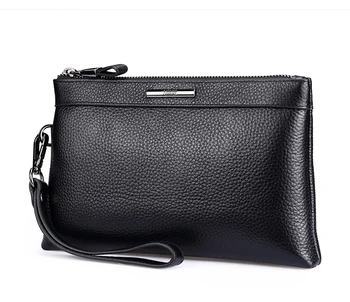 Men's handbag cowhide large capacity hand bag male Korean casual leather envelope bag tide