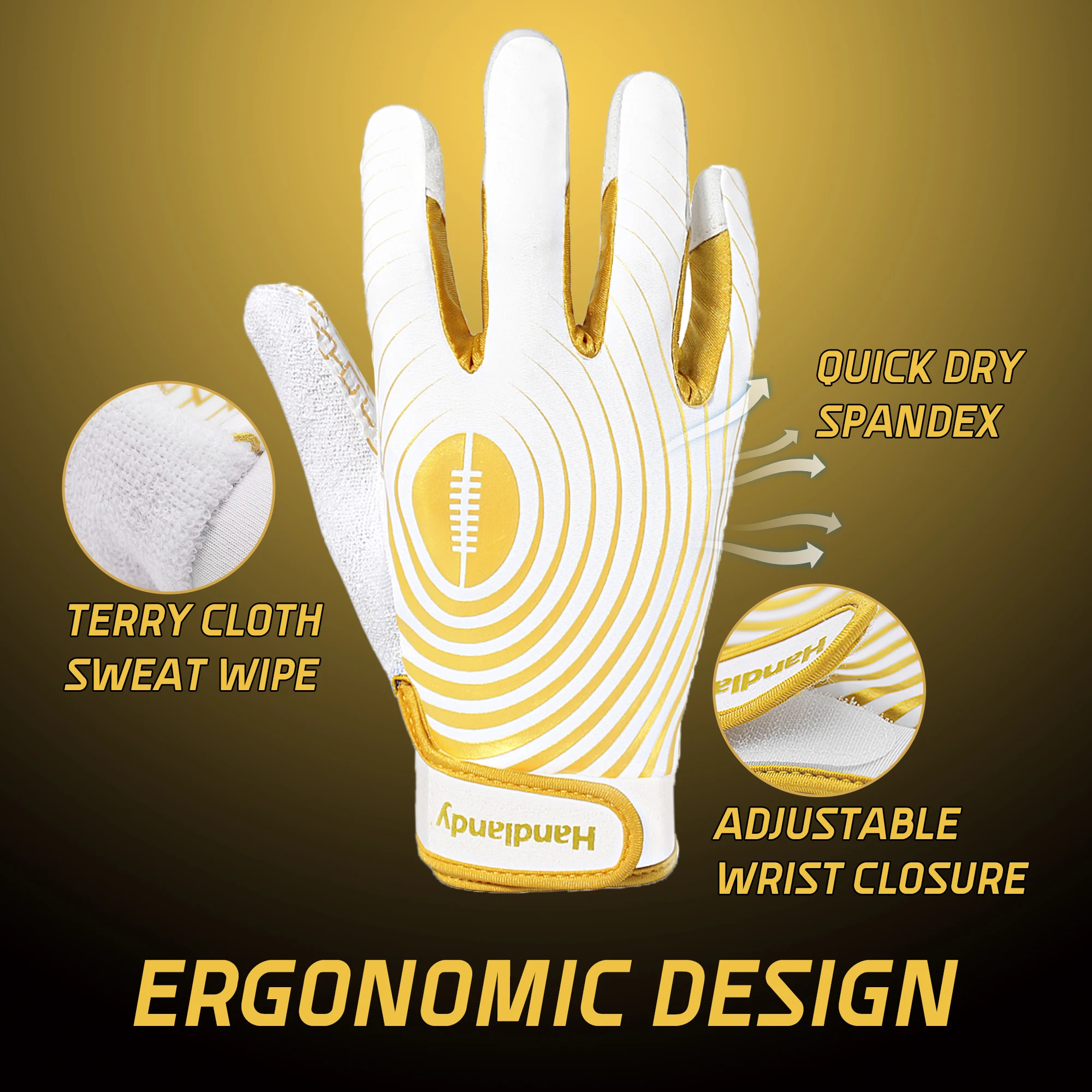 HANDLANDY Brand Stock Wholesale Golden Synthetic Leather Silicone Coating Great Grip Ant aperçu 3