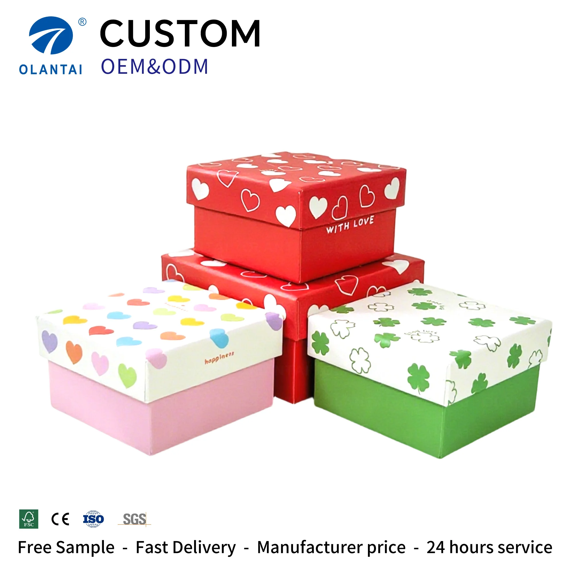 Customizable Rectangle Kraft Corrugated Gift Box Embossing/Debossing Die Cuts Four-Color Printing for Jewelry Cosmetic Packaging