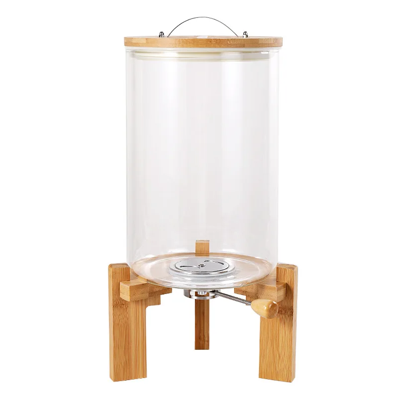 5L 7.5L Large Glass Sealed Container Rice Grain Storage Bucket Jar with  Bamboo Base Support - China Rice Dispenser and Glassware price