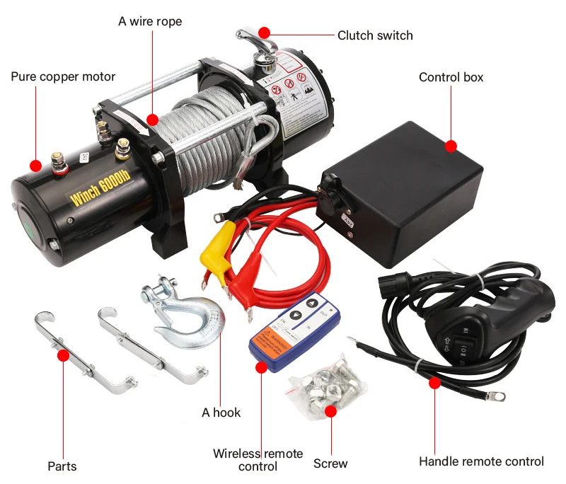 Wireless Remote Control Winch Pull Car 3 Tons 12 Volts 12v 4500lb Atv/utv Application Car