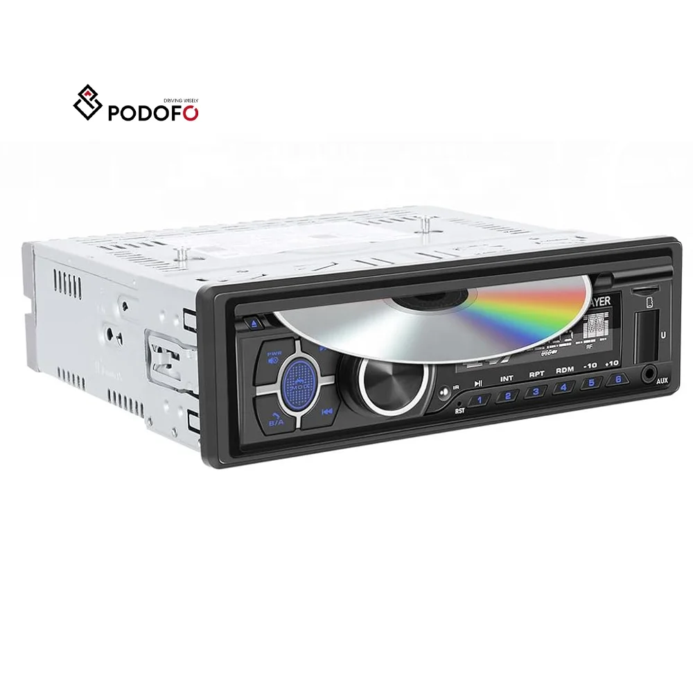 Podofo Car DVD/CD Player 1 Din Car Radio MP3 Player Digital Audio Music Stereo 12V Double BT FM AM USB/SD/AUX-IN OEM ODM Factory A3643