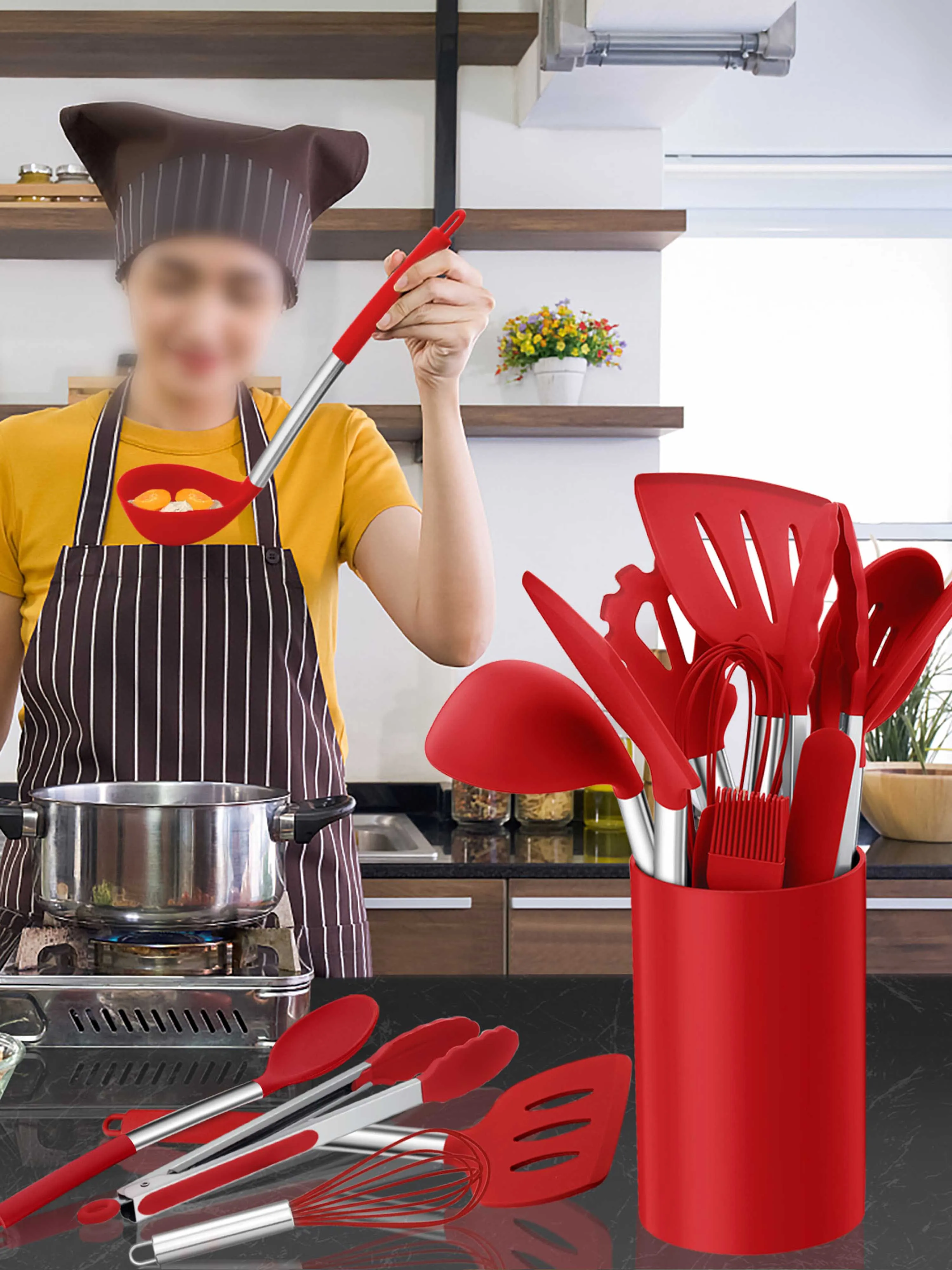 Custom High Quality Heat Resistant Cookware Kitchen Set Silicone