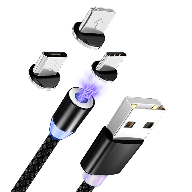 New Cell Phone USB Charger LED Magnet 3 in 1 Magnetic Charging  Cable