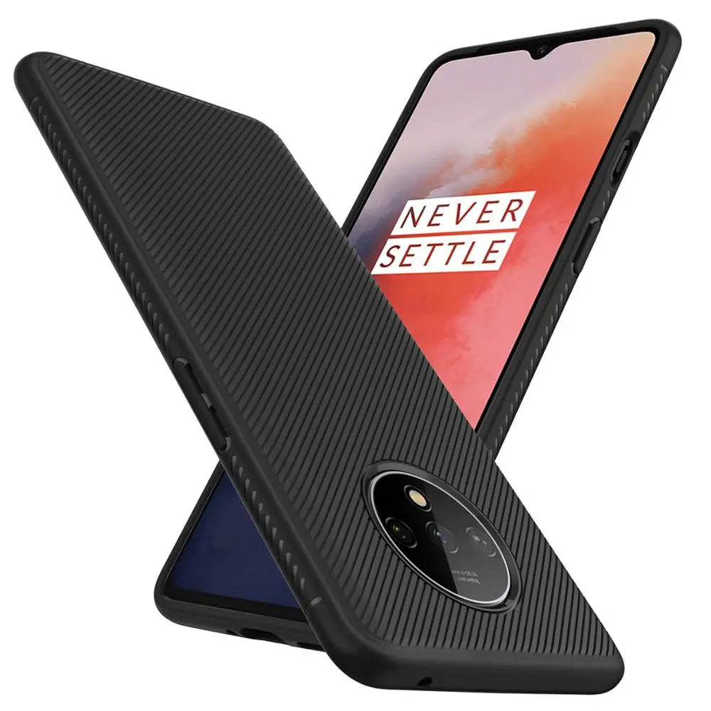 A065 YTIFOU Line Texture TPU Slim Armor Rubber Side case for Oneplus 7T 6T 5T Pro in Stock Fast Ship