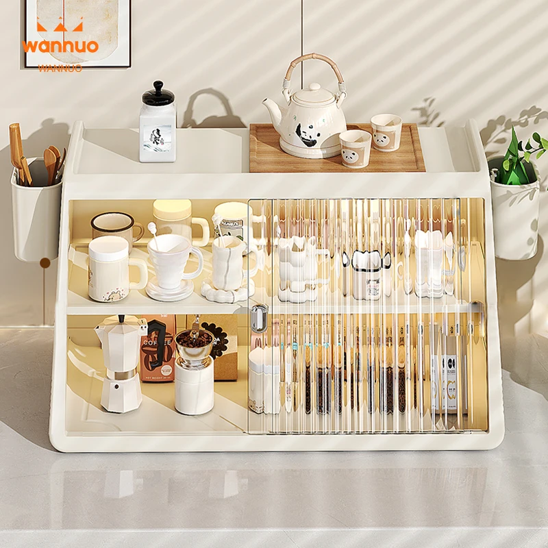 Wannuo Cup Storage Rack Dust-proof Plastic Cup Storage Rack Cup Storage Rack With Switchable Transparent Door