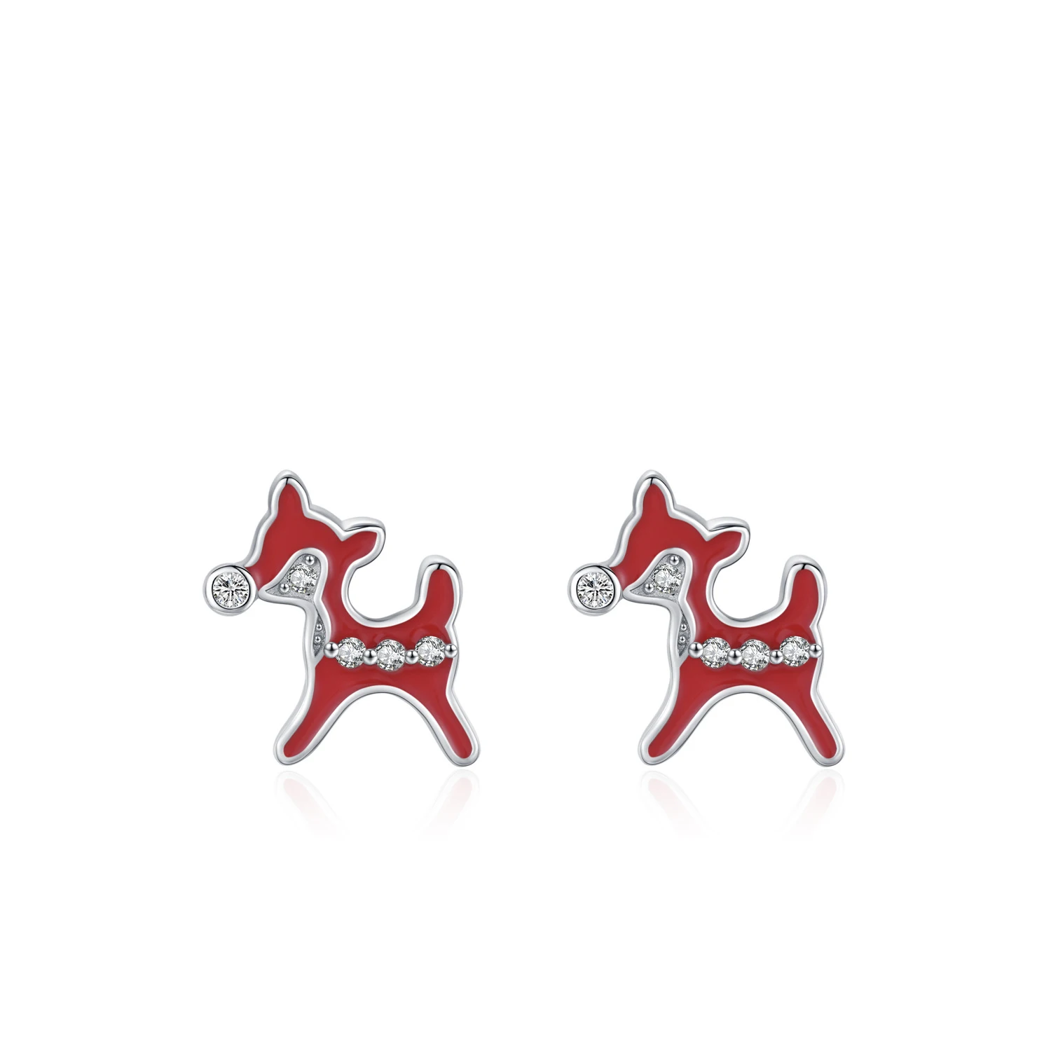 Fine Jewelry Christmas Santa Claus Zircon 925 Sterling Silver Stud Earrings for Christmas Eve Gifts European American Style