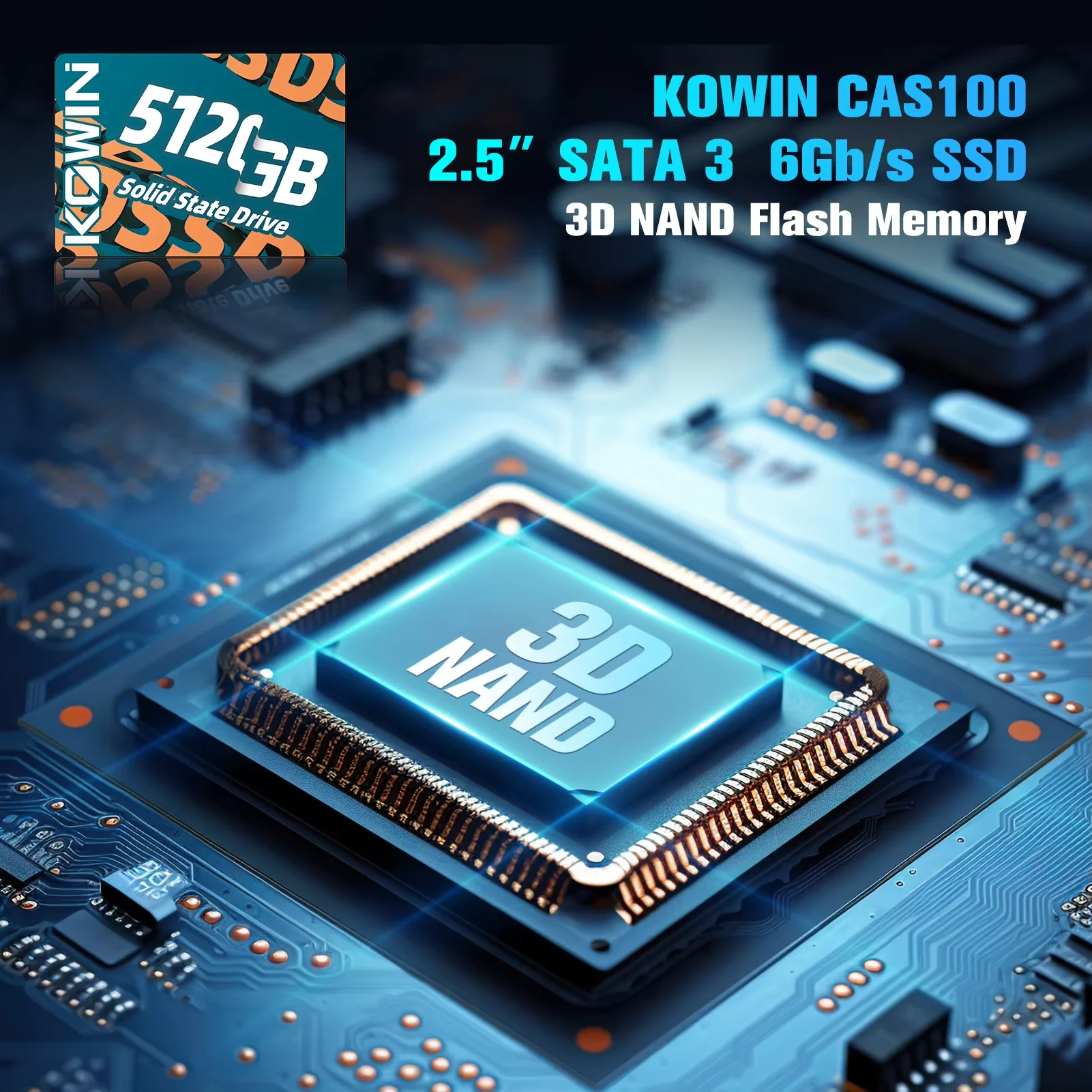 KOWIN 512GB SATA SSD - Real Storage Capacity, 520MB/s Read Speed