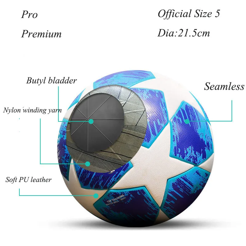Official Soccer Ball Manufactured Thermally Bonded Match Training Football Size 5 Customized
