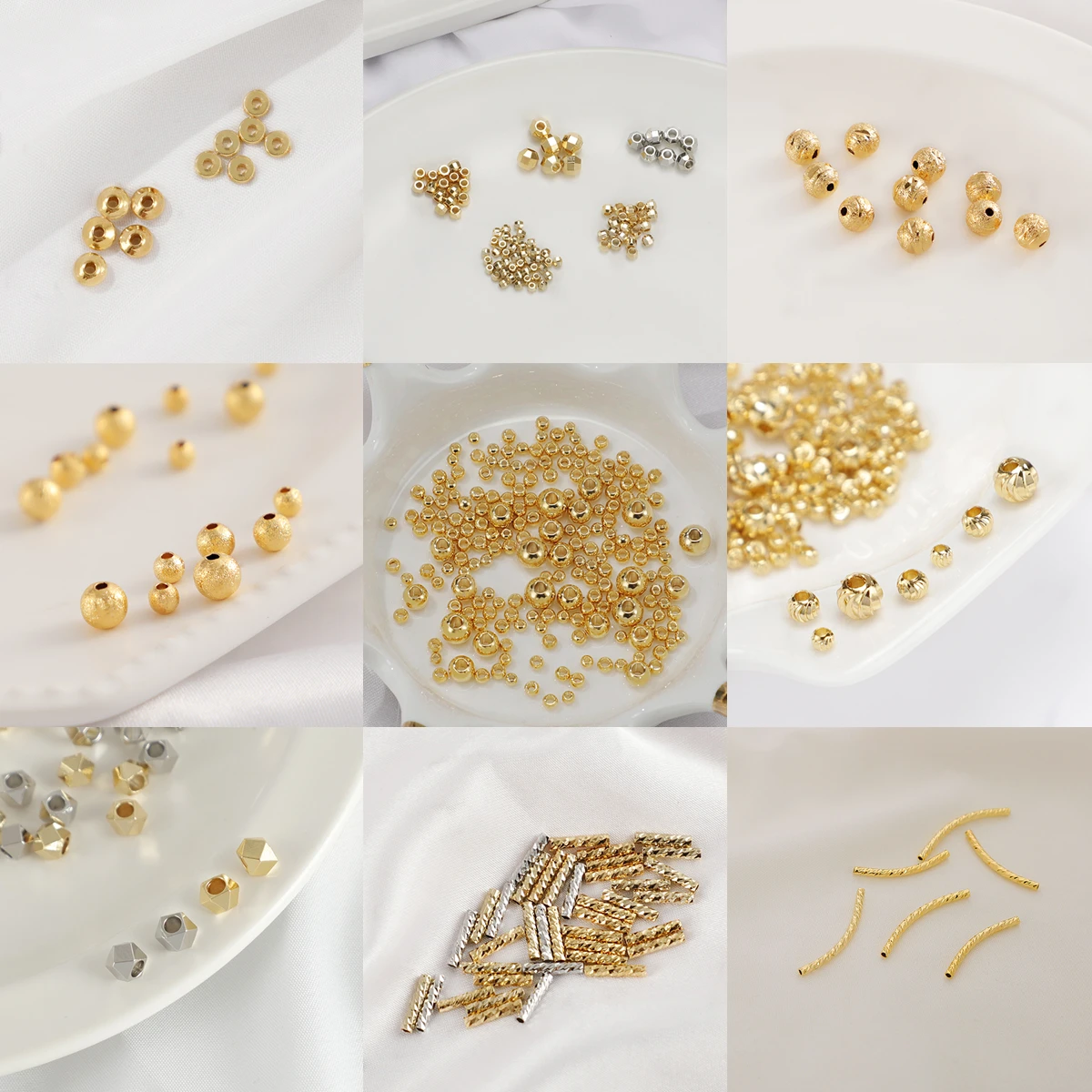 Jewelry Making 18K Gold Plated Brass Perler Bead Designs Double