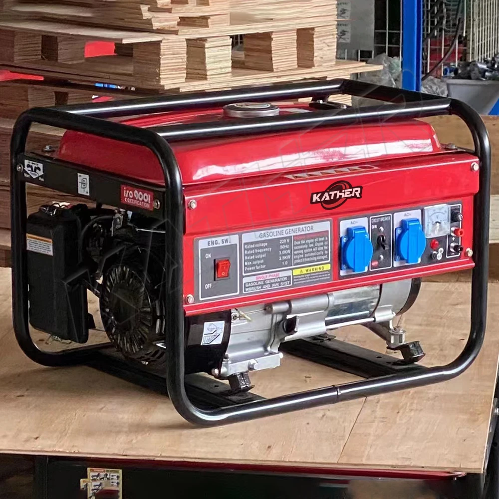 KATHER 3kw 5kw 6000w 8000 Vatios Generador Portátil de Gasolina con Arranque Eléctrico 10kw Generador de Gasolina de Marco Abierto para Respaldo en Hogar