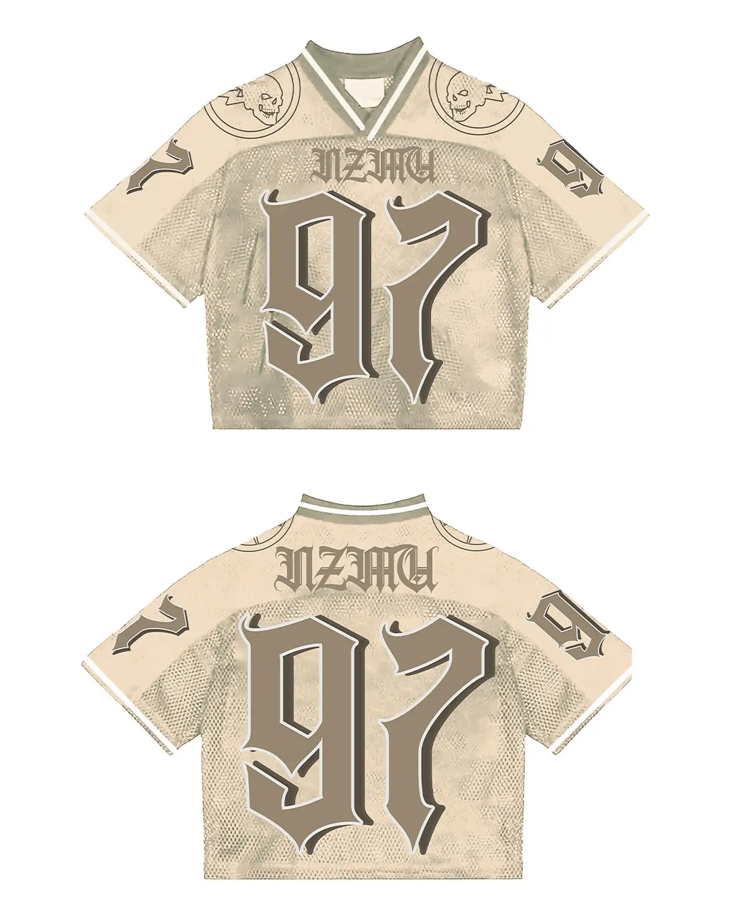 Customized Streetwear Print Short Sleeve V Neck Boxy Mesh Retro Vintage T-shirt Soccer Basketball Shirts Football Jersey for Men gallery 9