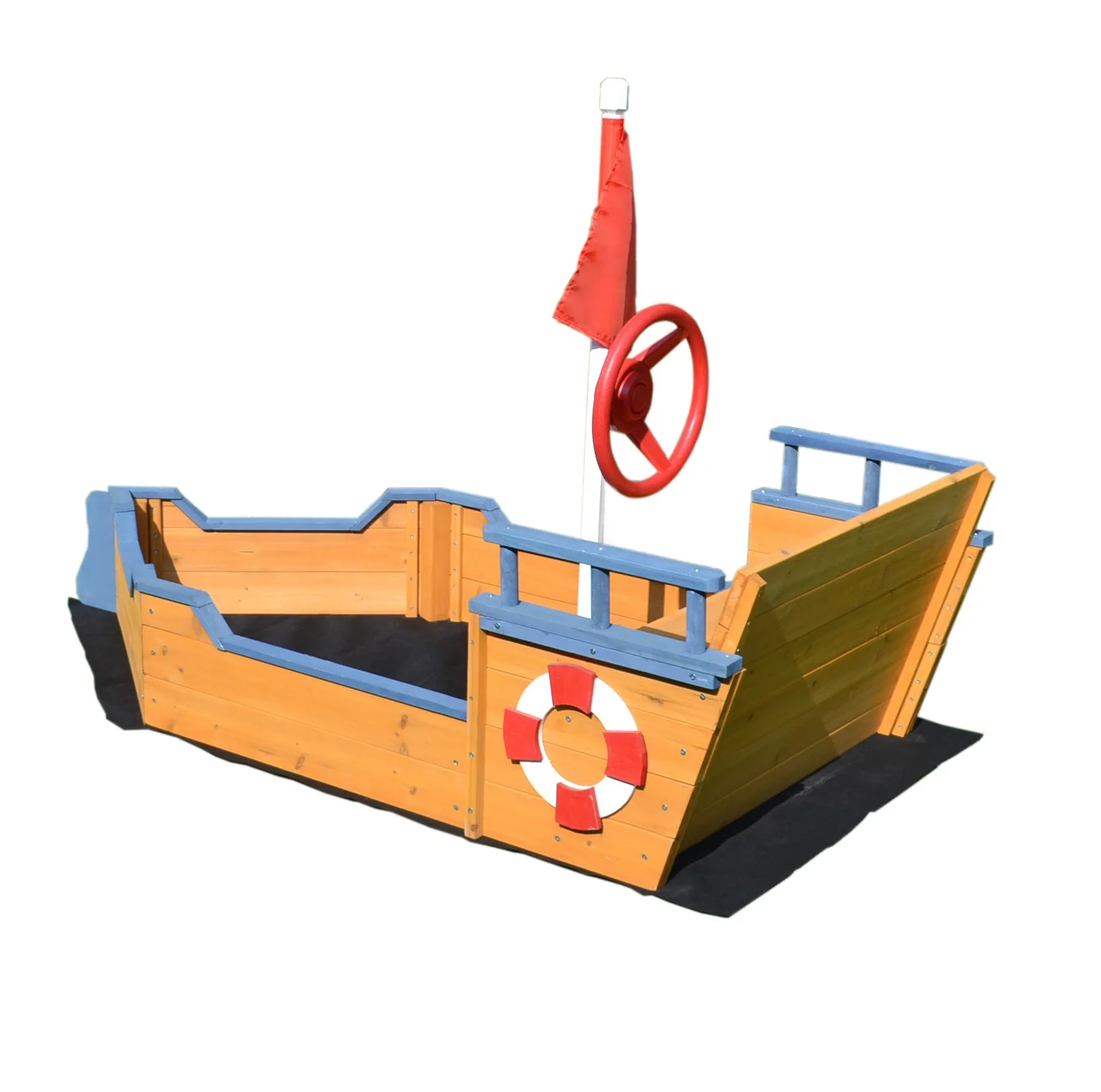 工場直送 木製 キッズ サンドボックス ボート型砂場