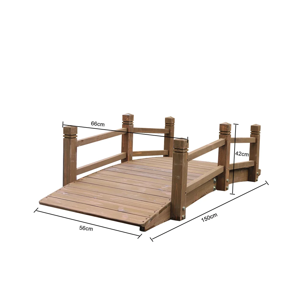 Factory Direct Supply Wooden Garden Bridges Burnt Brown Strong Garden