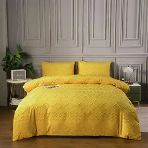 Modern Blue Anti-Bacterial 3 PCS Soft Microfiber Polyester Embroidery Tufted Comforter Bedding Set