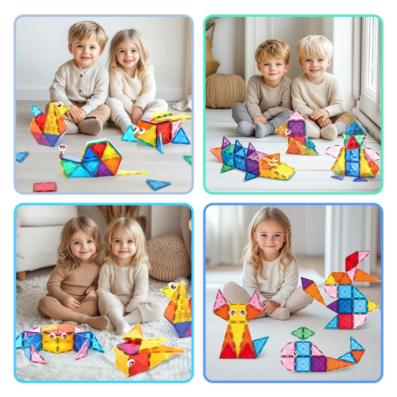 40PCS Custom ODM OEM  Creative Wisdom Connector Plastic Magnetic Building Blocks for Toddlers