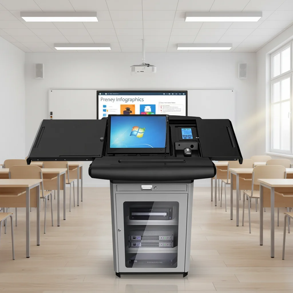 Focus S700 Digital Interactive Podium with Audio Power Amplifier Speaker Smart Lectern Teaching Rostrum with Monitor