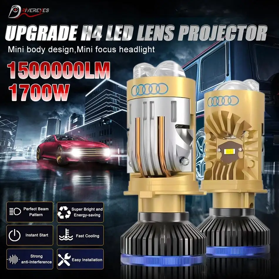 T8 Pro LED H4 Projector Bulb H4 Mini LED Laser Lens Retrofit 150W Canbus Auto LED Lights H4 LED Headlight Projector