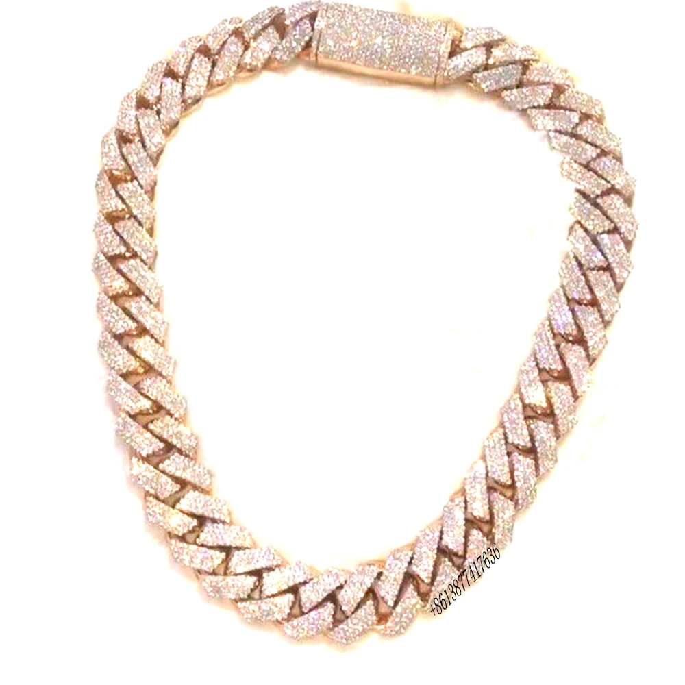 Luxury 18mm Gold Plated, VVS Moissanite Diamond Necklace Iced Out Cuban Link Chain Gold / 18inches by Pearde Design