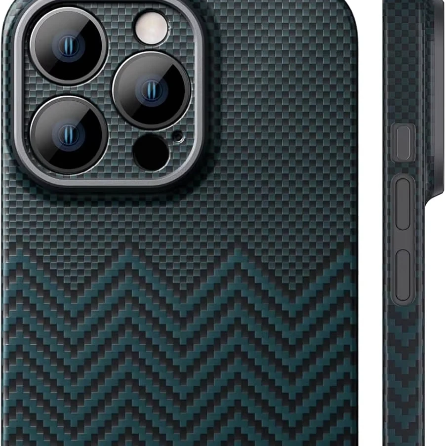 Case for iPhone 16 Pro Max Carbon Fiber Case with Wavy Texture Slim Aramid Fiber Cover Thin Protectors Shockproof