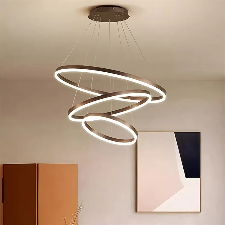 Lustre moderne haut de gamme en aluminium avec télécommande, forme circulaire, autre suspension réglable pour chambre à coucher, à LED dimmable