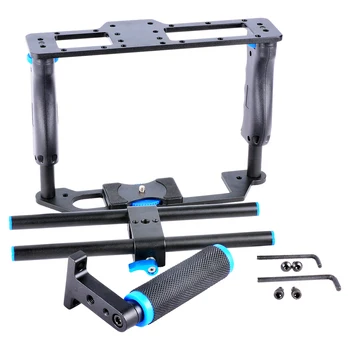 Yelangu Aluminum Camera Video Cage Kit With Video Cage Top Hand Grip15mm Rod for Canon 5D Mark II/ 5D Mark III detail image